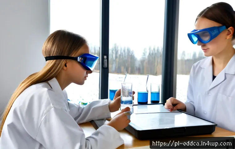 Home 17 체험 기반 교육의 적용 사례 및 연구 결과 - Photorealistic experiential learning scene in a modern Polish secondary school science lab, diverse ...